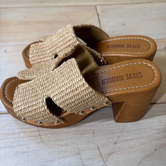 Steve Madden NIB Sunkissed Raffia Platform Block Heel Sandals Size 8 - Picture 8 of 10